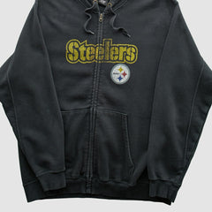 Fanatics Pittsburgh Steelers NFL 2010s Hooded Full Zip Sweatshirt Black Vintage