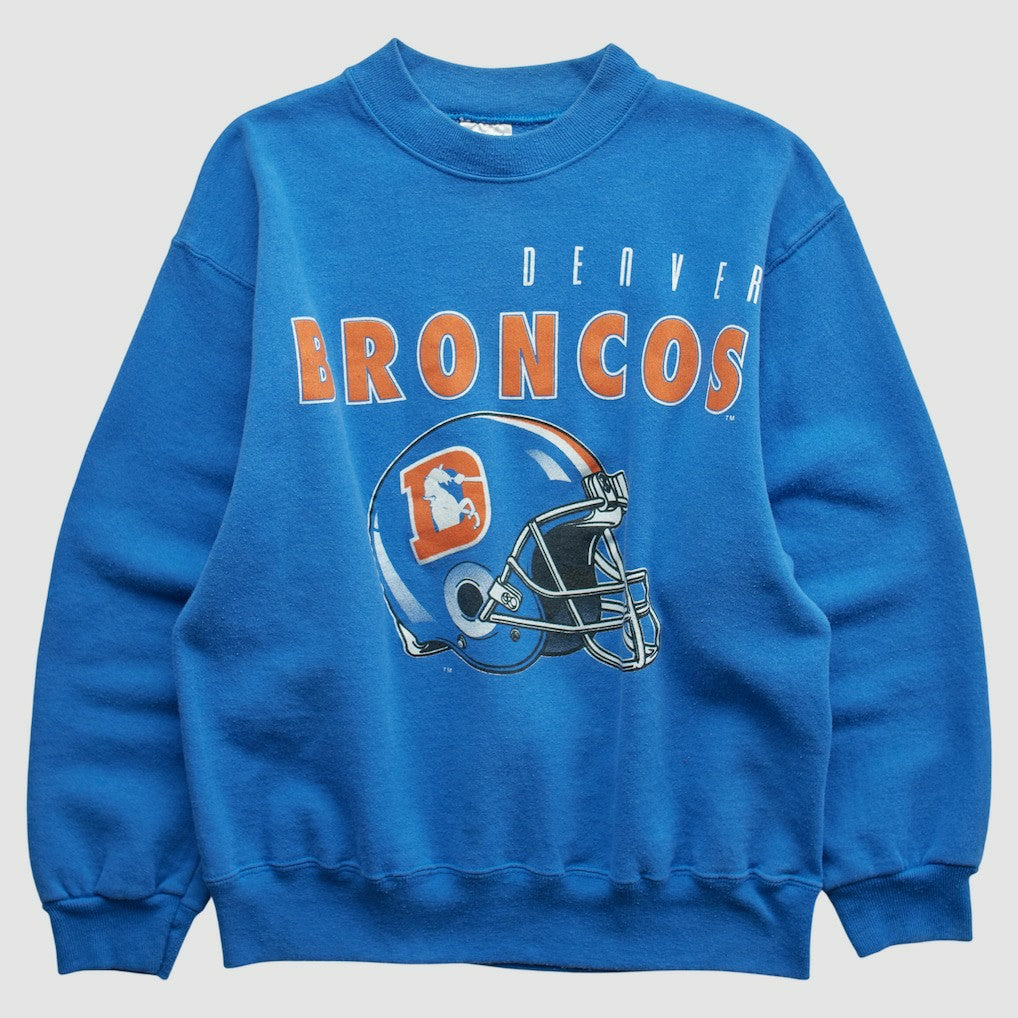Fanatics Denver Broncos Hanes 90s Pullover Sweatshirt Blue Vintage