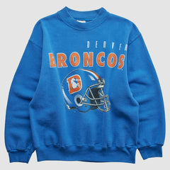 Fanatics Denver Broncos Hanes 90s Pullover Sweatshirt Blue Vintage