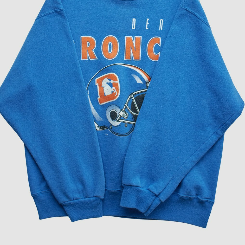 Fanatics Denver Broncos Hanes 90s Pullover Sweatshirt Blue Vintage