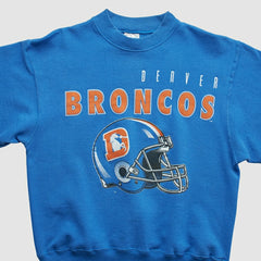 Fanatics Denver Broncos Hanes 90s Pullover Sweatshirt Blue Vintage