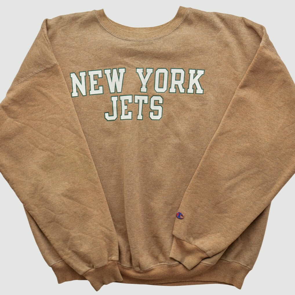 Fanatics New York Jets Champion 2000s Pullover Sweatshirt Tan Vintage