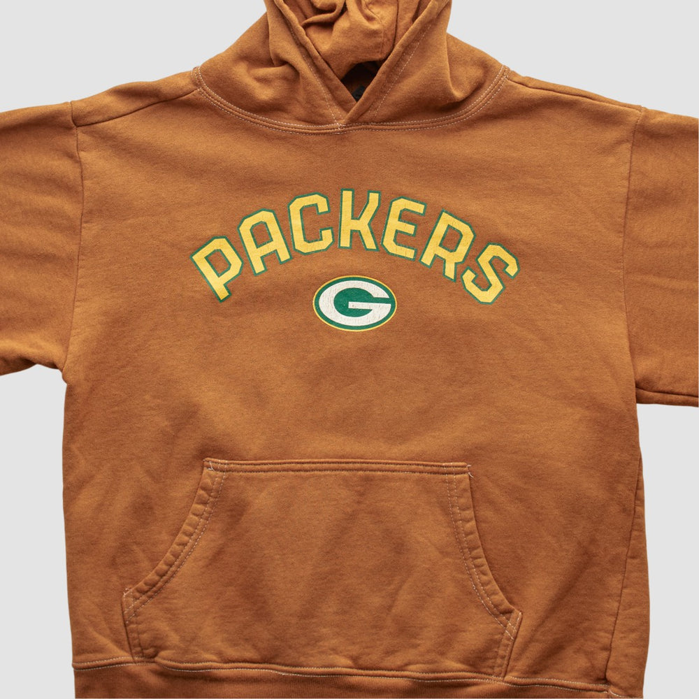 Fanatics Green Bay Packers Reebok 2000s Hooded Pullover Sweatshirt Brown Vintage