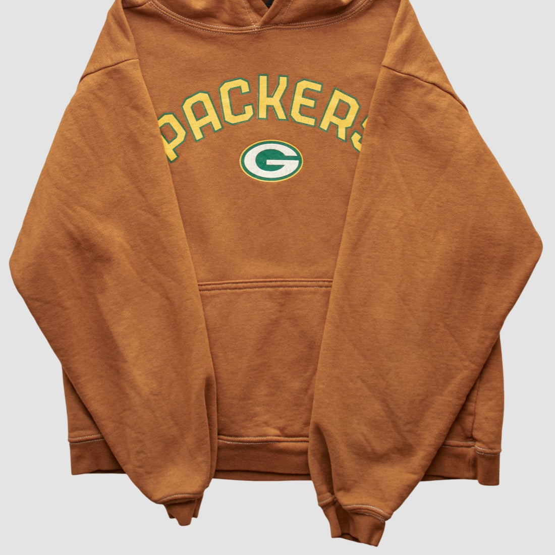 Fanatics Green Bay Packers Reebok 2000s Hooded Pullover Sweatshirt Brown Vintage