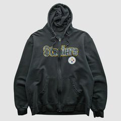Fanatics Pittsburgh Steelers Reebok 2000s Hooded Full Zip Sweatshirt Charcoal Vintage