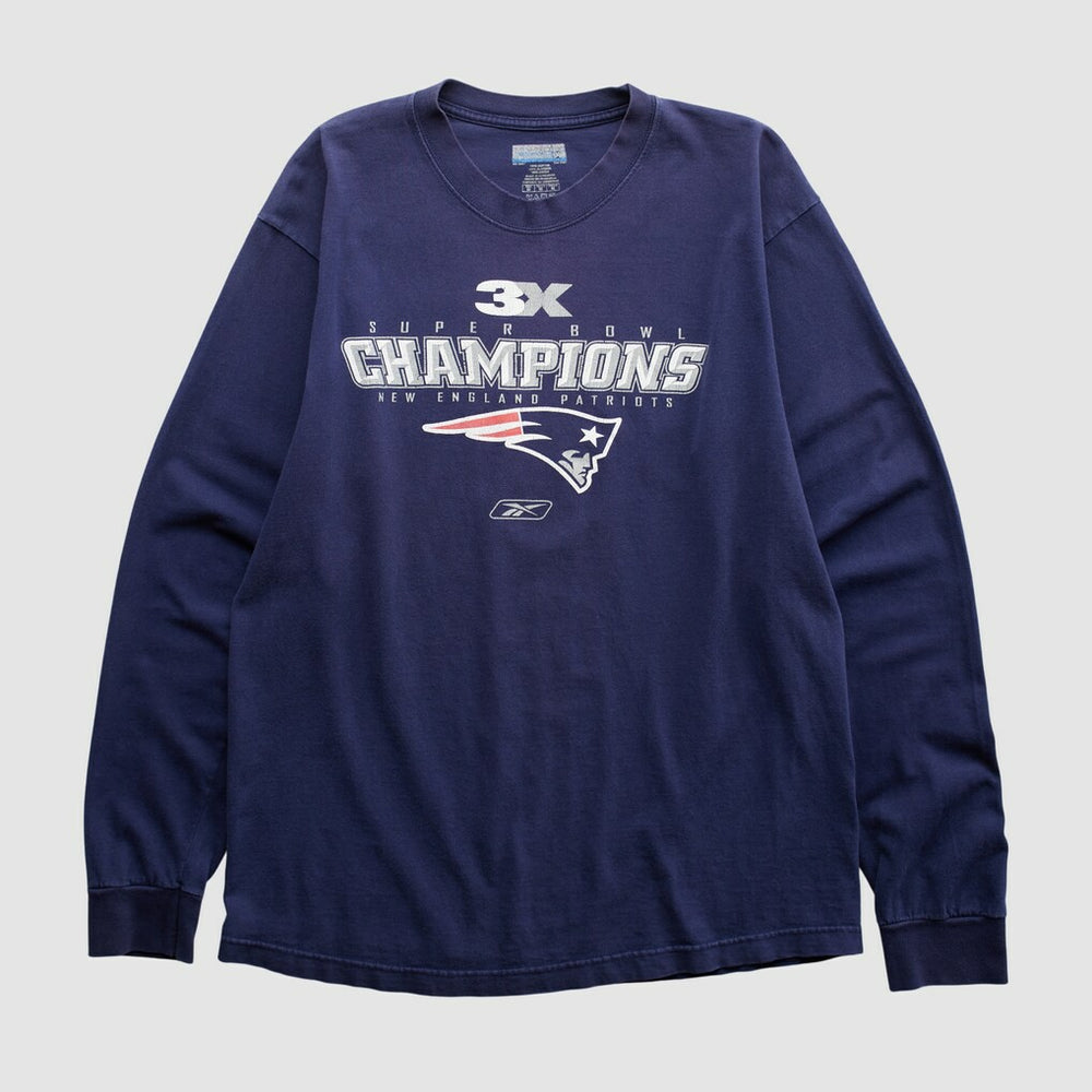 Fanatics New England Patriots Reebok 2000s Long Sleeve T-shirt Navy Vintage