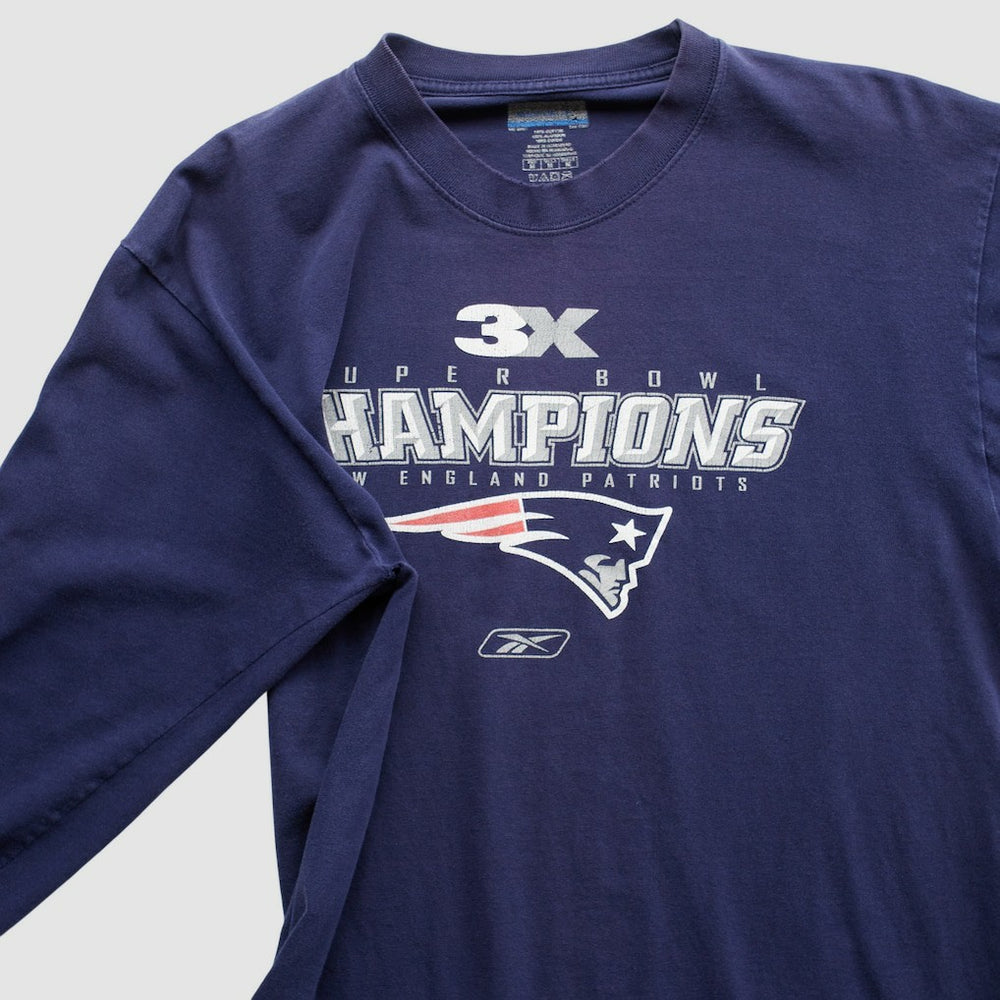 Fanatics New England Patriots Reebok 2000s Long Sleeve T-shirt Navy Vintage