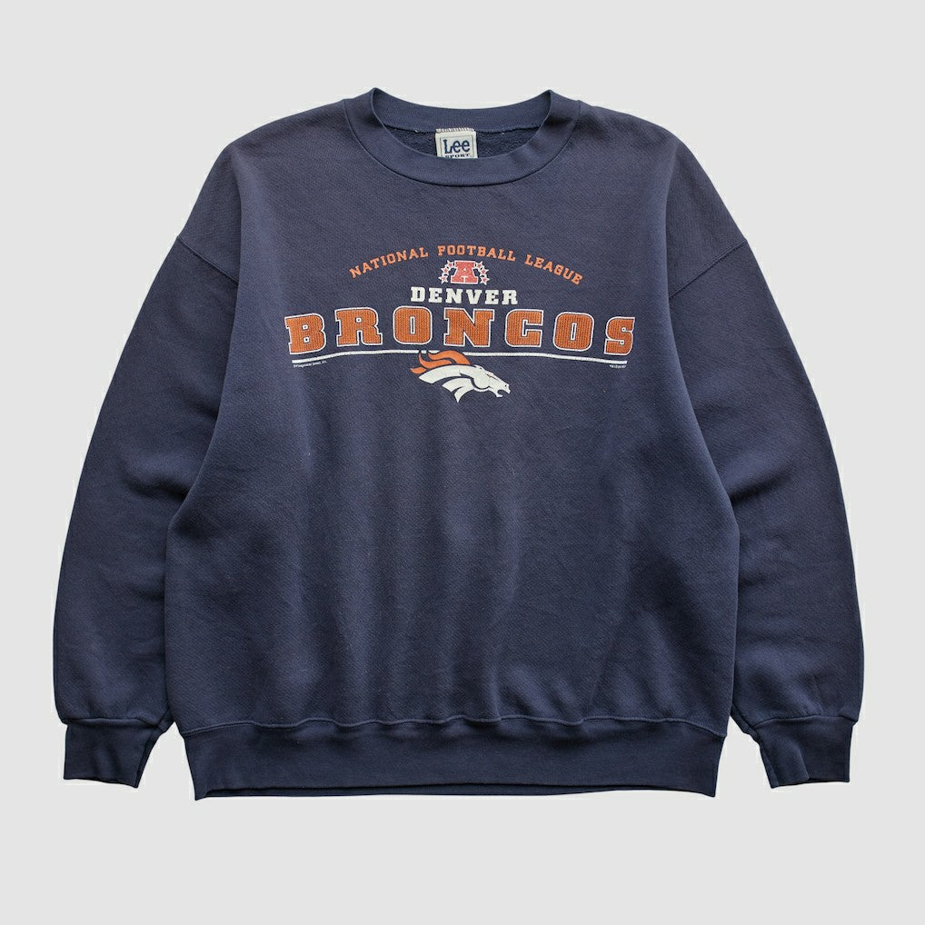 Fanatics Denver Broncos Lee Apparel 2001 Pullover Sweatshirt Navy Vintage