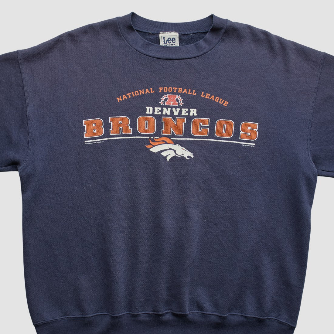 Fanatics Denver Broncos Lee Apparel 2001 Pullover Sweatshirt Navy Vintage