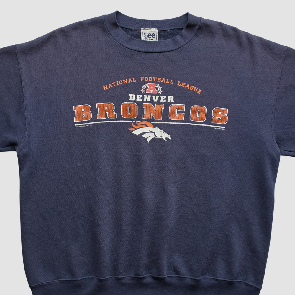 Fanatics Denver Broncos Lee Apparel 2001 Pullover Sweatshirt Navy Vintage