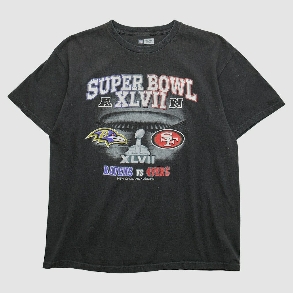Fanatics Superbowl XLVII NFL 2013 T-shirt Black Vintage