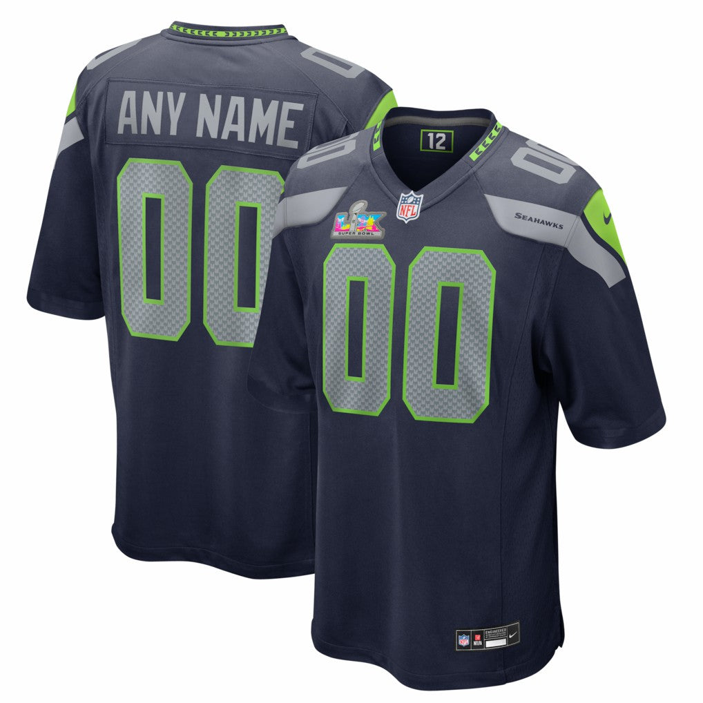 Nike Seattle Seahawks Super Bowl LX Patch Custom Game Jersey College Navy