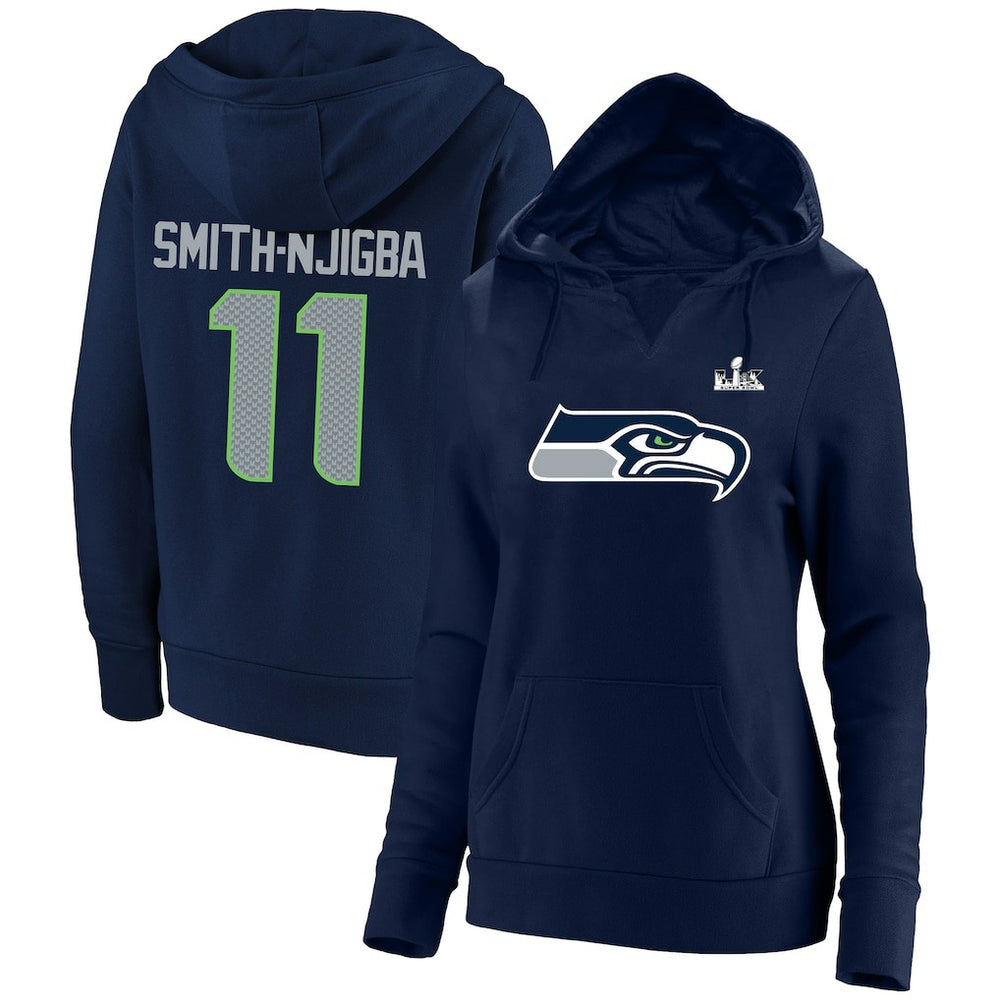 Fanatics Jaxon Smith-Njigba Seattle Seahawks Women's Super Bowl LX Champions Plus Size Name & Number Fleece Hoodie College Navy