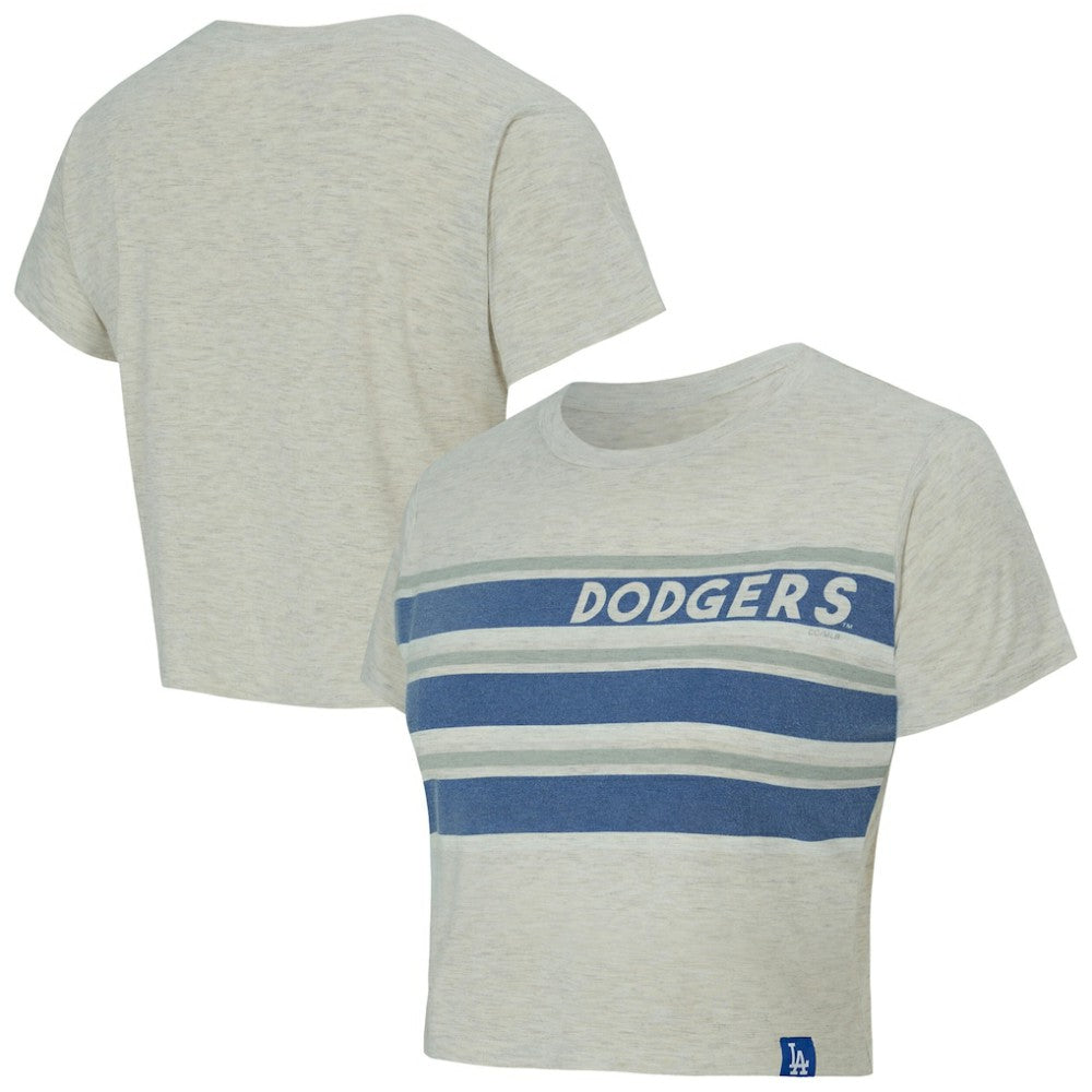 Los Angeles Dodgers Concepts Sport Women's Birch Cropped T-Shirt - Cream - MLB Discount
