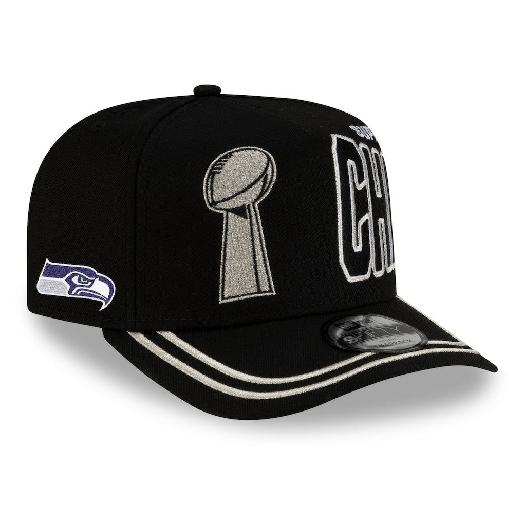 Seattle Seahawks New Era Super Bowl LX Champions Parade A-Frame 9FIFTY Snapback Hat Black