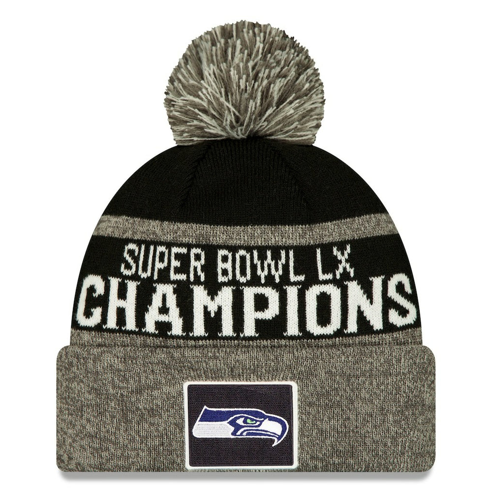 Seattle Seahawks New Era Super Bowl LX Champions Parade Cuffed Knit Hat with Pom Black