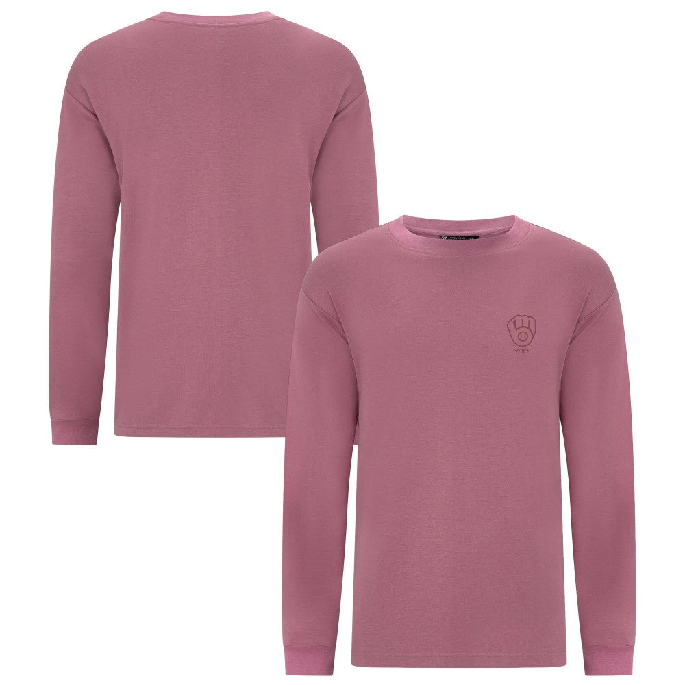 Milwaukee Brewers Levelwear Bridal Rose Luxe Signature Long Sleeve T-Shirt - Pink - MLB on Sale