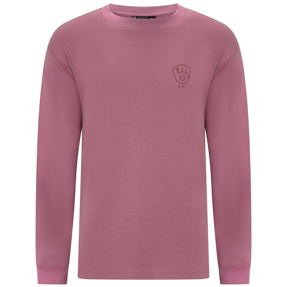 Milwaukee Brewers Levelwear Bridal Rose Luxe Signature Long Sleeve T-Shirt - Pink - MLB on Sale