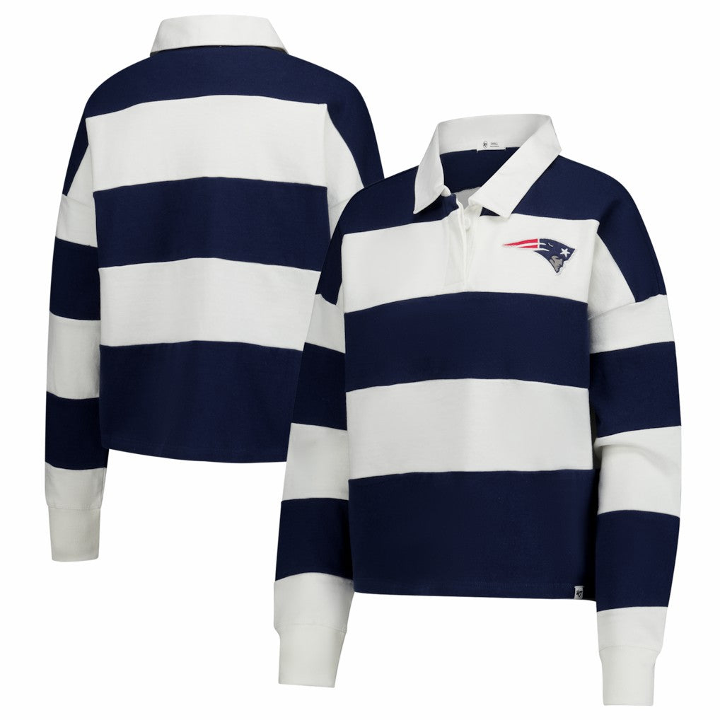 47 brand New England Patriots '47 Women's Clubhouse Hall Raven Rugby Long Sleeve T-Shirt Navy/White