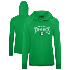 Detroit Tigers Levelwear Women's St. Patrick's Day Slender Raglan Hoodie - Green - MLB Sale