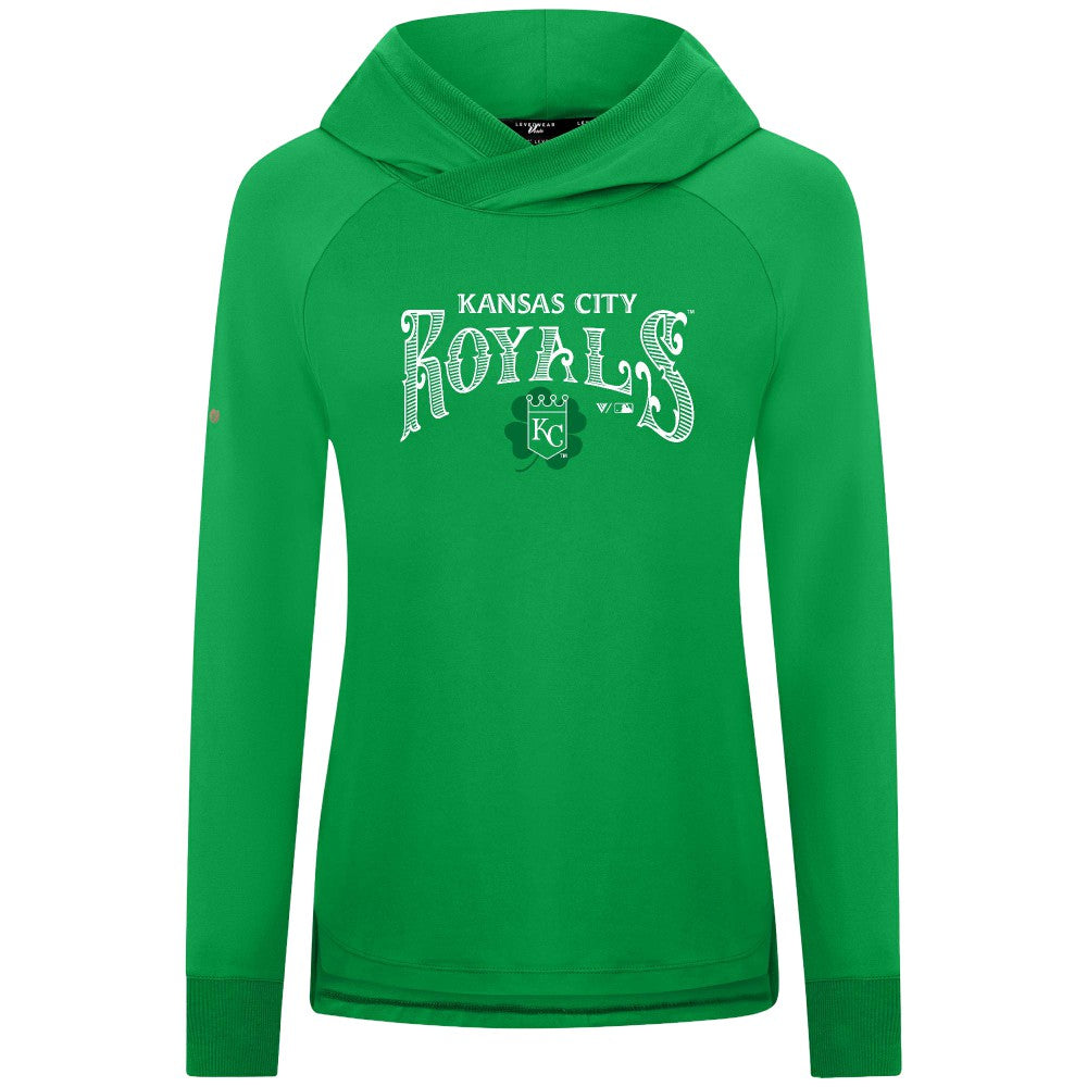 Kansas City Royals Levelwear Women's St. Patrick's Day Slender Raglan Hoodie - Green - MLB Sale