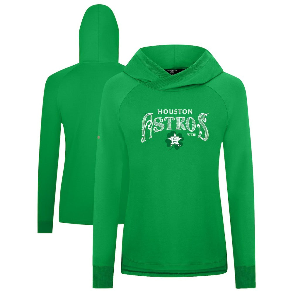 Houston Astros Levelwear Women's St. Patrick's Day Slender Raglan Hoodie - Green - MLB Online