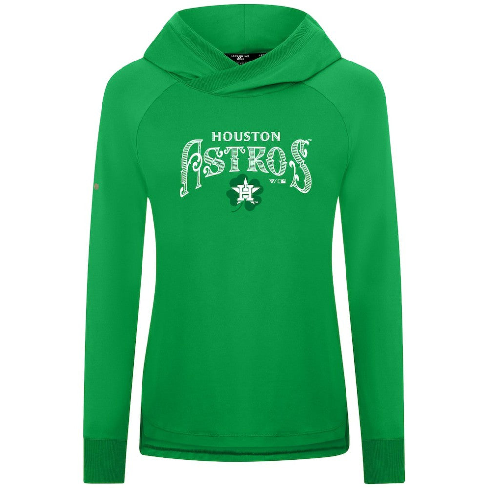 Houston Astros Levelwear Women's St. Patrick's Day Slender Raglan Hoodie - Green - MLB Online
