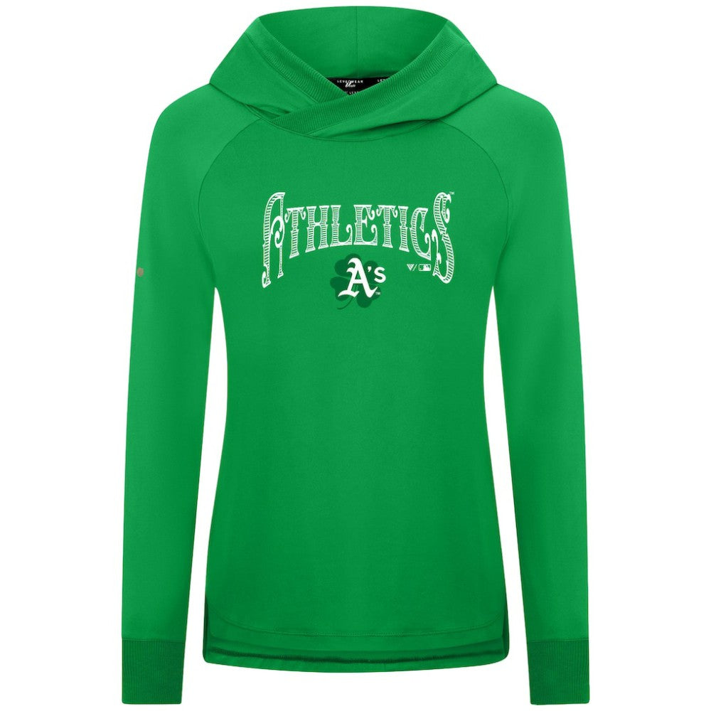 Athletics Levelwear Women's St. Patrick's Day Slender Raglan Hoodie - Green - MLB Discount