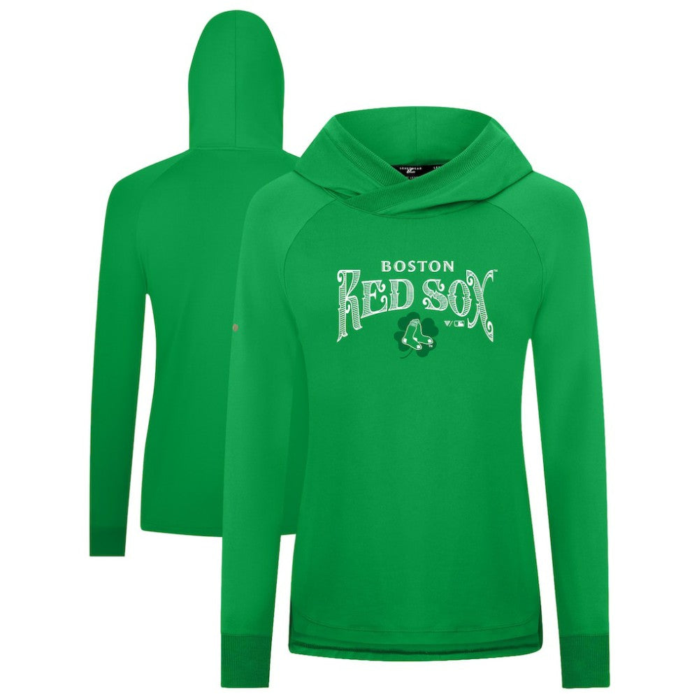 Boston Red Sox Levelwear Women's St. Patrick's Day Slender Raglan Hoodie - Green - MLB Sale