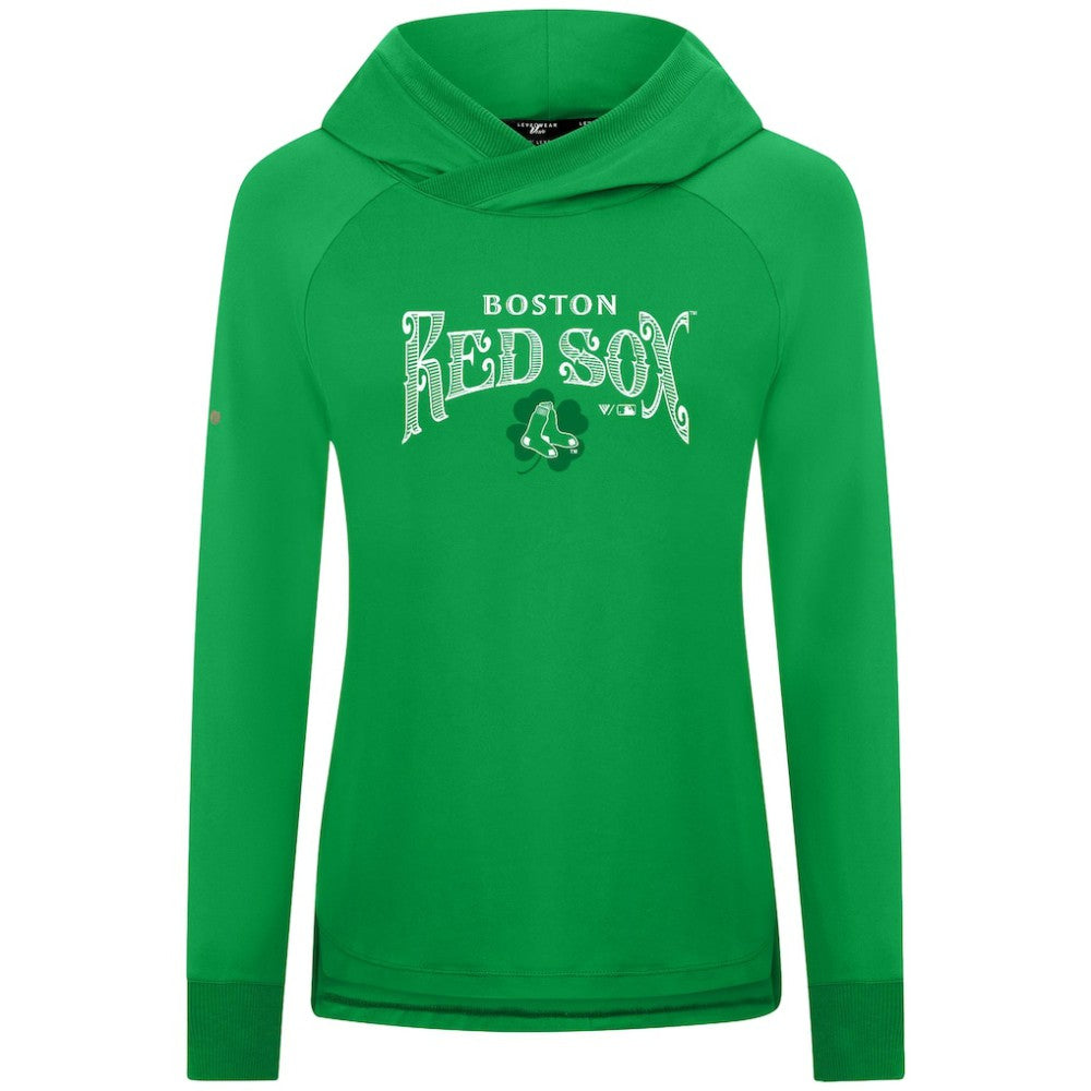 Boston Red Sox Levelwear Women's St. Patrick's Day Slender Raglan Hoodie - Green - MLB Sale