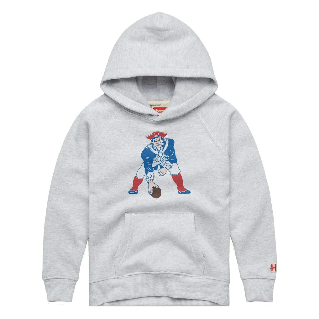 New England Patriots Homage Youth 1979 Tri-Blend Hoodie Ash