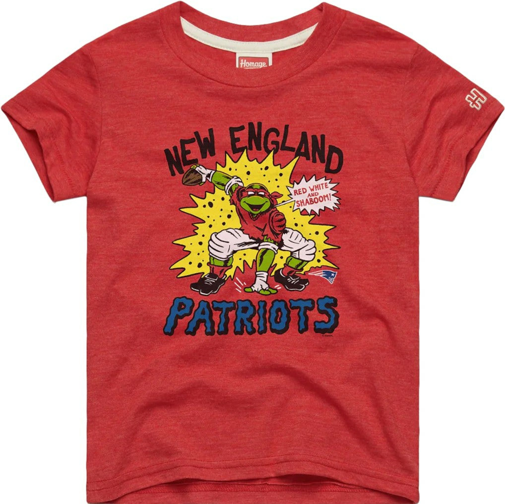 Raphael New England Patriots Homage Youth TMNT Tri-Blend T-Shirt Red