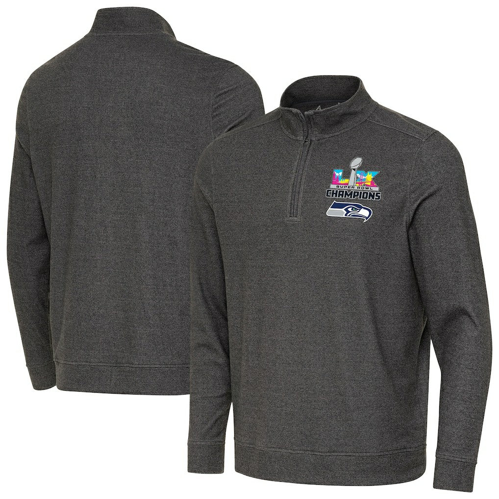 Seattle Seahawks Antigua Super Bowl LX Champions Subtle Quarter-Zip Pullover Black