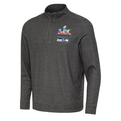 Seattle Seahawks Antigua Super Bowl LX Champions Subtle Quarter-Zip Pullover Black