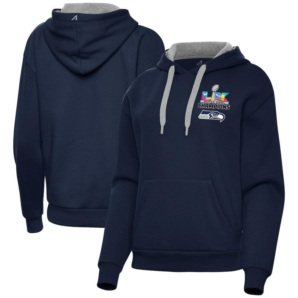 Seattle Seahawks Antigua Women's Super Bowl LX Champions Victory Hoodie College Navy
