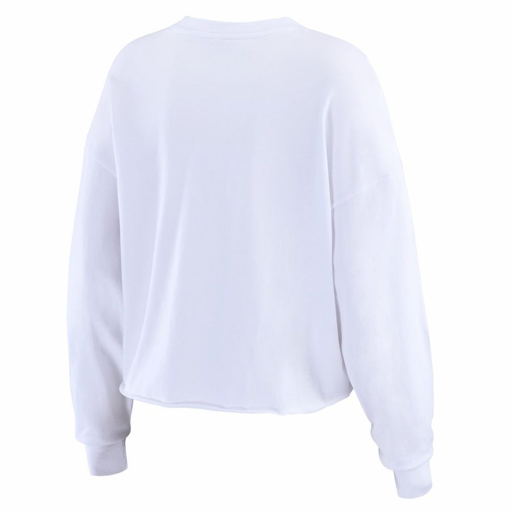 Seattle Seahawks WEAR by Erin Andrews Women's Super Bowl LX Champions Cropped Long Sleeve T-Shirt White