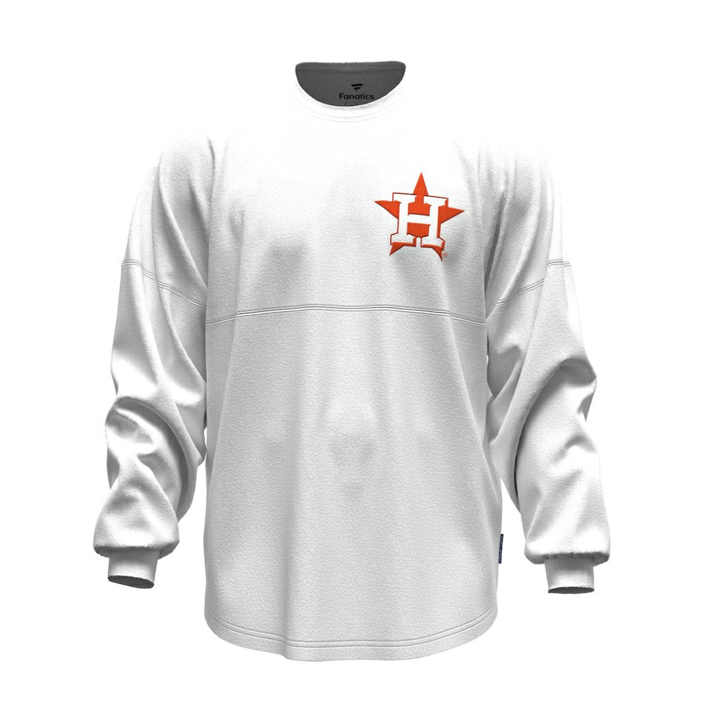Houston Astros Fanatics Women's Baseball Stitch Spirit Jersey Long Sleeve T-Shirt - White - Fanatics Lifestyle