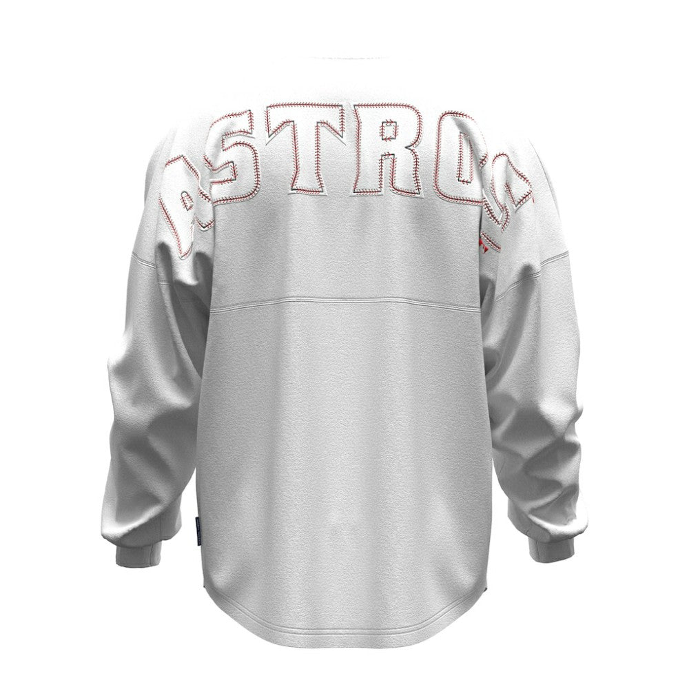 Houston Astros Fanatics Women's Baseball Stitch Spirit Jersey Long Sleeve T-Shirt - White - Fanatics Lifestyle