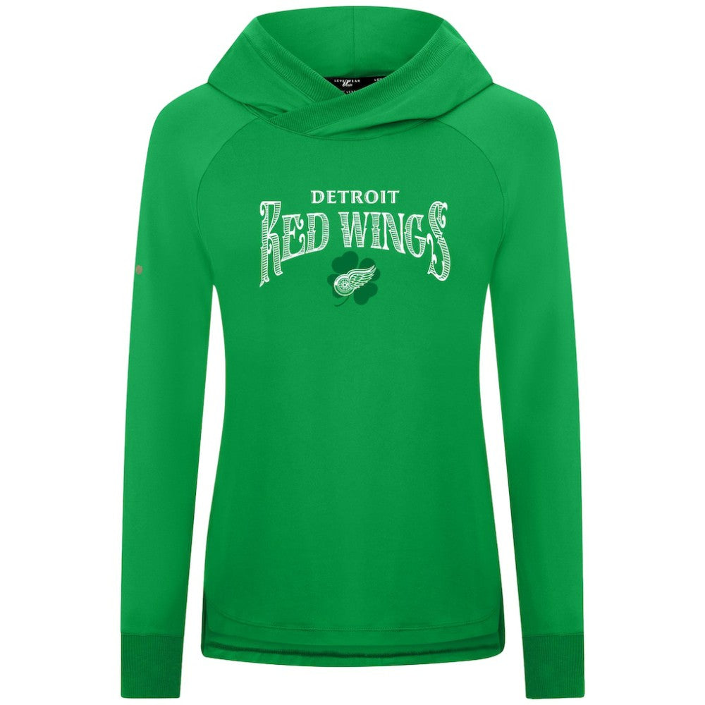 Detroit Red Wings Levelwear Women's St. Patrick's Day Slender Raglan Hoodie - Kelly Green - NHL 203846475