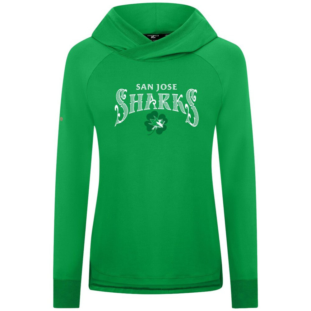 San Jose Sharks Levelwear Women's St. Patrick's Day Slender Raglan Hoodie - Kelly Green - NHL 203846483