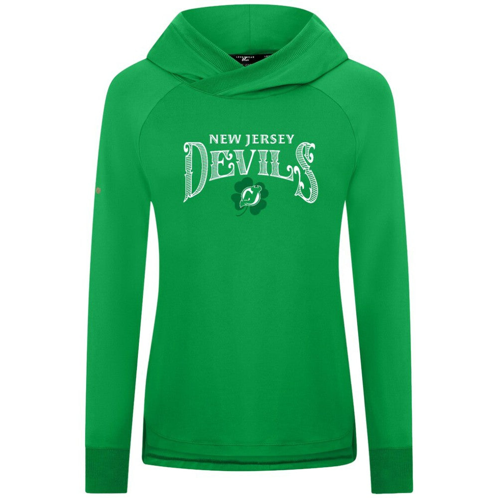 New Jersey Devils Levelwear Women's St. Patrick's Day Slender Raglan Hoodie - Kelly Green - NHL 203846491