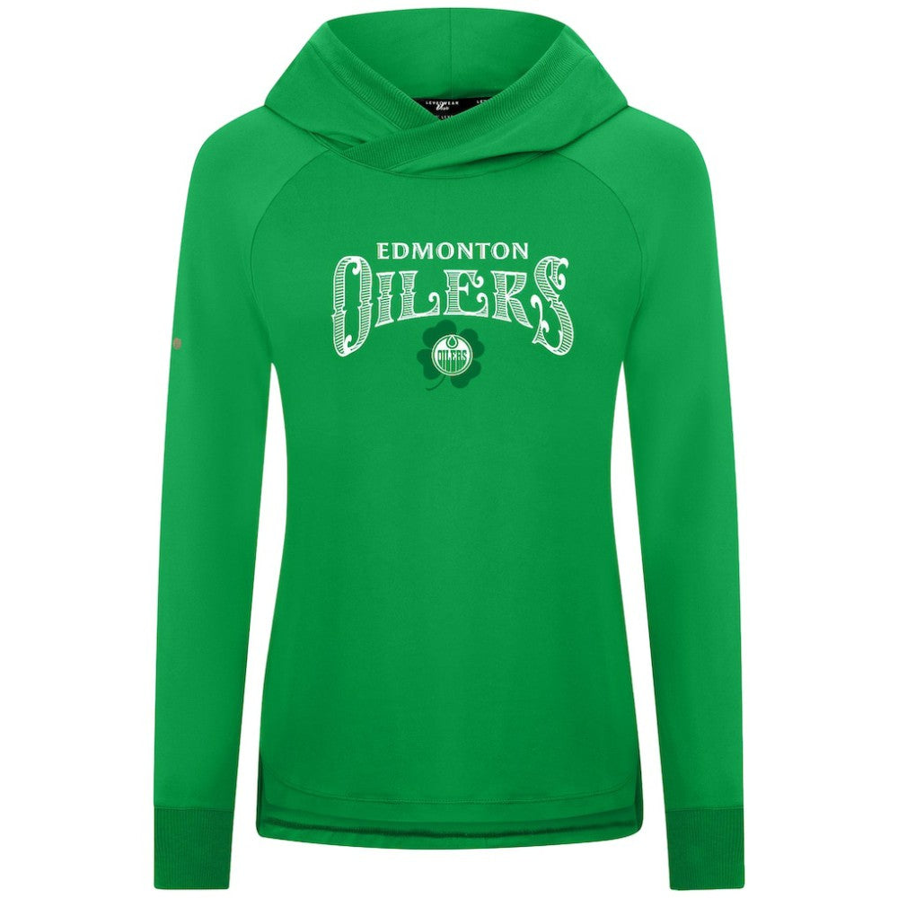 Edmonton Oilers Levelwear Women's St. Patrick's Day Slender Raglan Hoodie - Kelly Green - NHL 203846497