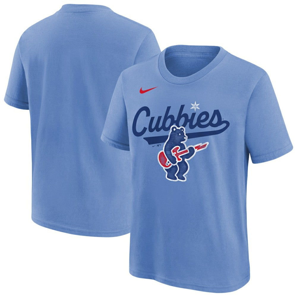 Chicago Cubs Nike Youth Electric Bear Alternate T-Shirt - Light Blue - Nike Online