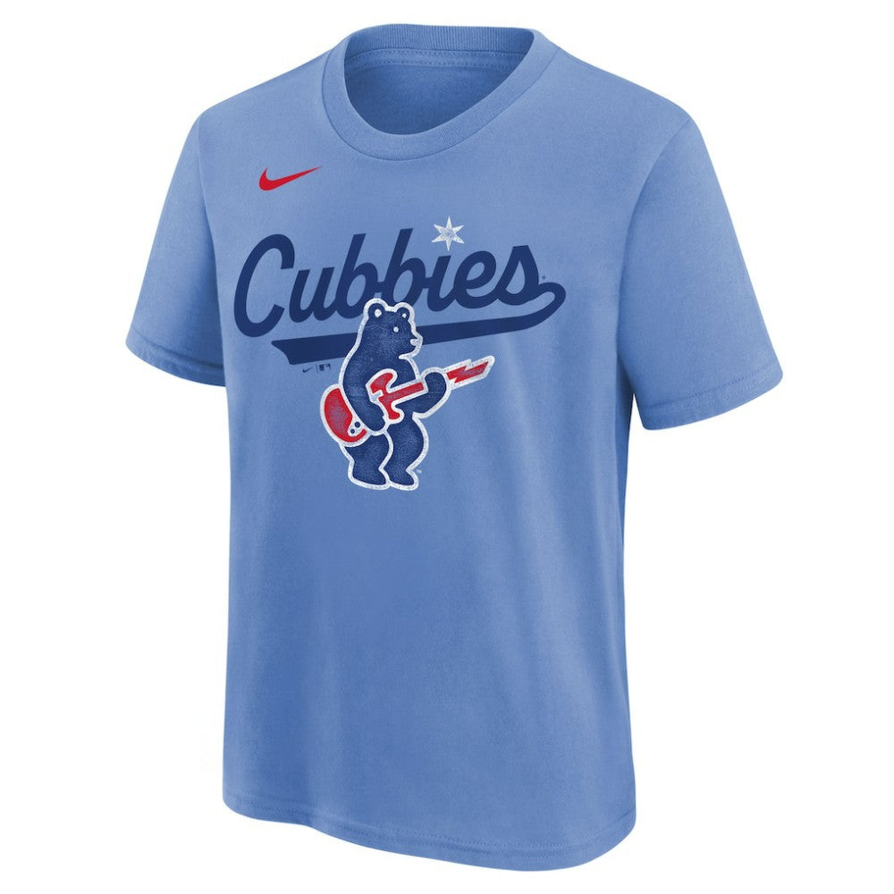 Chicago Cubs Nike Youth Electric Bear Alternate T-Shirt - Light Blue - Nike Online