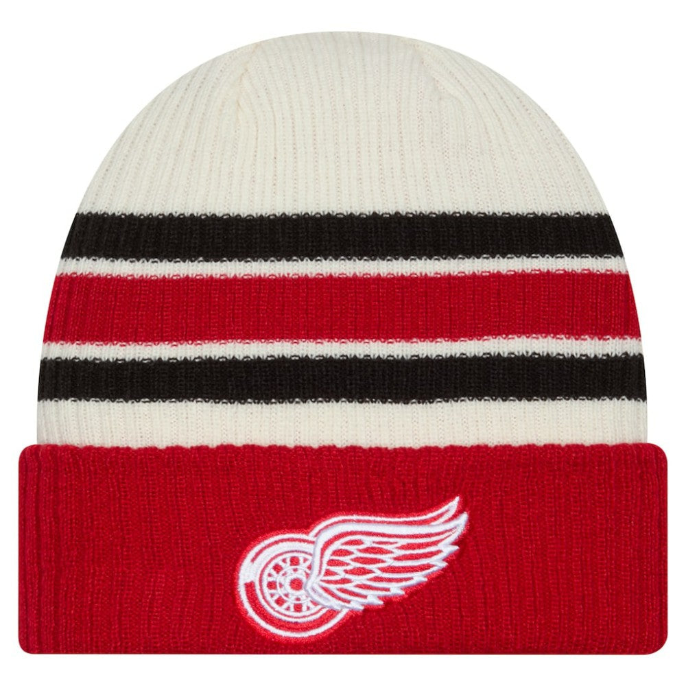 Detroit Red Wings New Era Vintage Cuffed Knit Hat - Cream/Red - NHL 203847666
