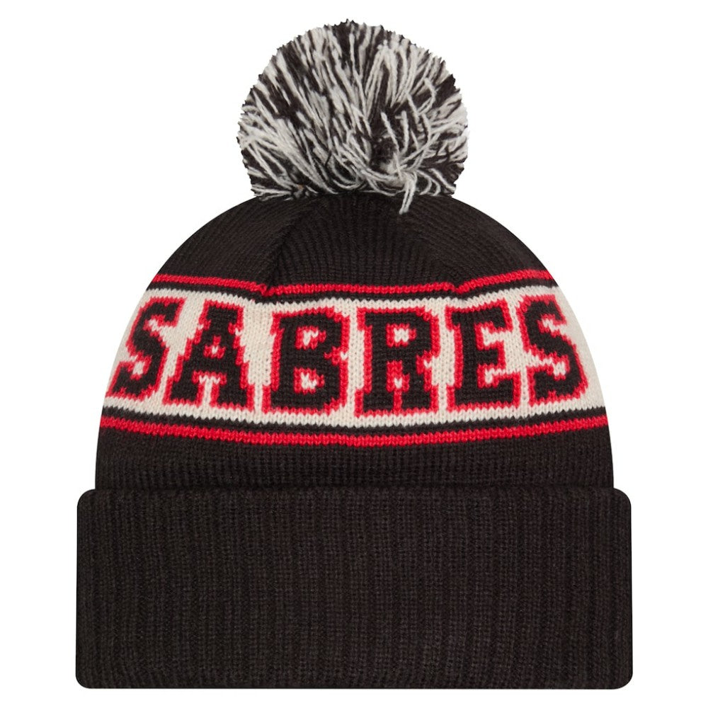 Buffalo Sabres New Era Retro Cuffed Knit Hat with Pom - Black - NHL 203847678