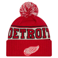 Detroit Red Wings New Era Retro Cuffed Knit Hat with Pom - Red - NHL 203847679