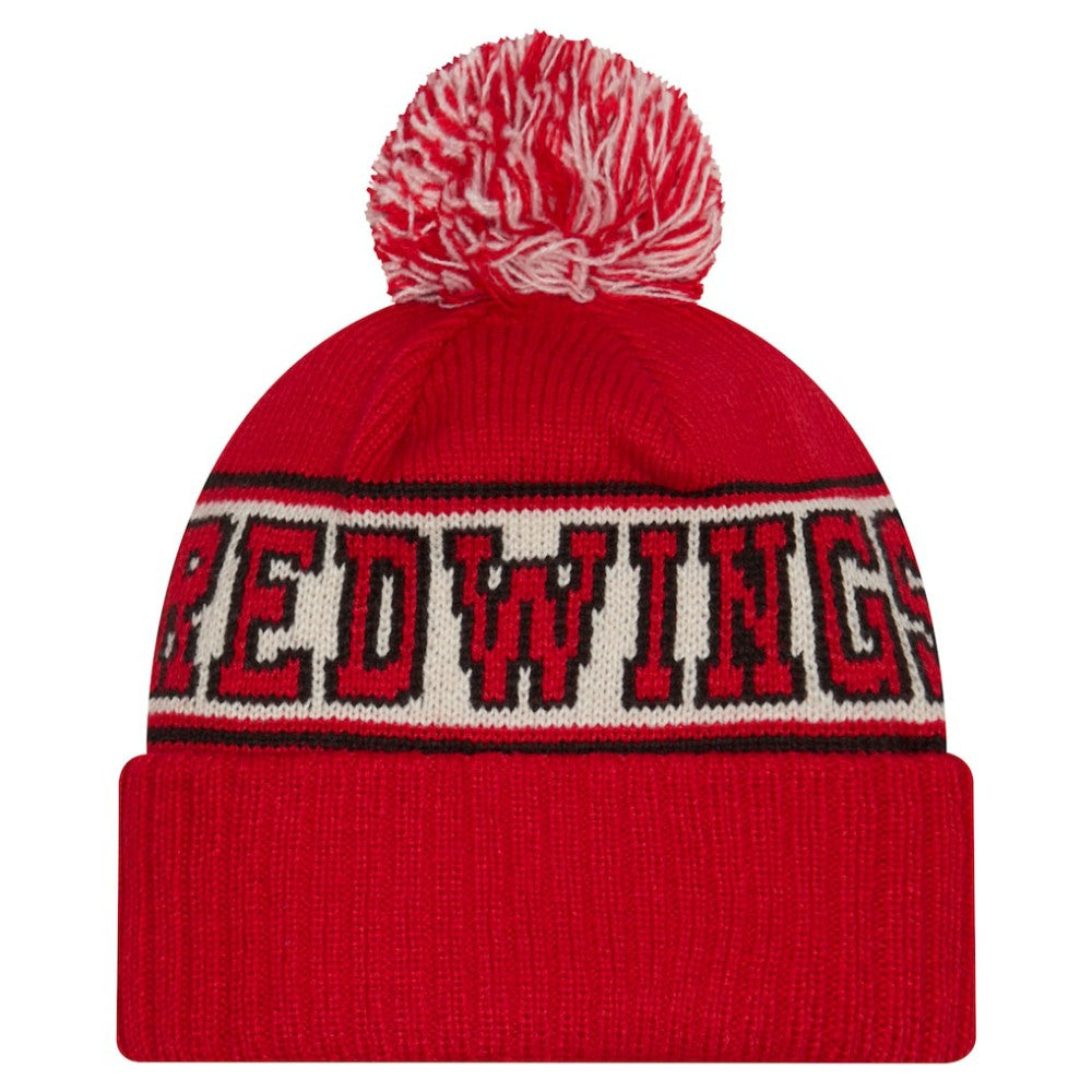 Detroit Red Wings New Era Retro Cuffed Knit Hat with Pom - Red - NHL 203847679