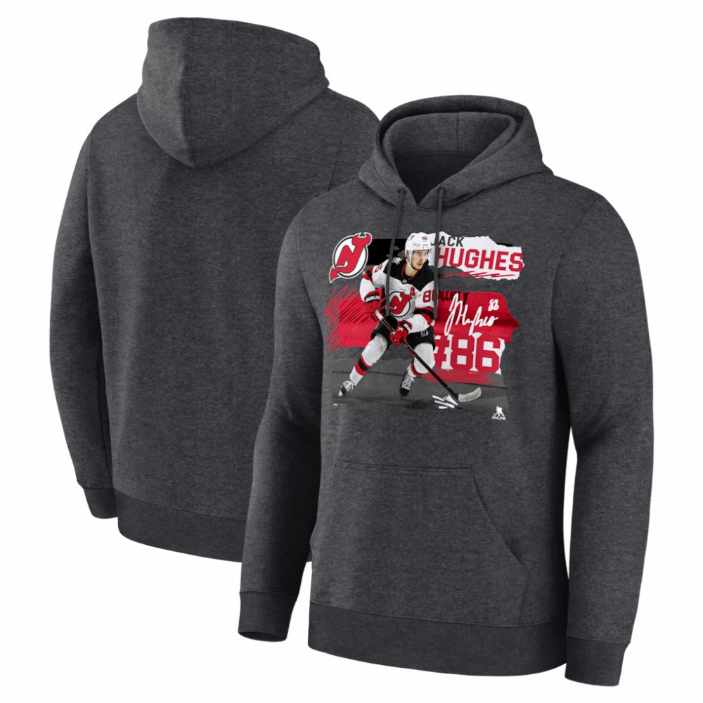 Jack Hughes New Jersey Devils Fresh Ice Hoodie - Charcoal - NHL 203847714