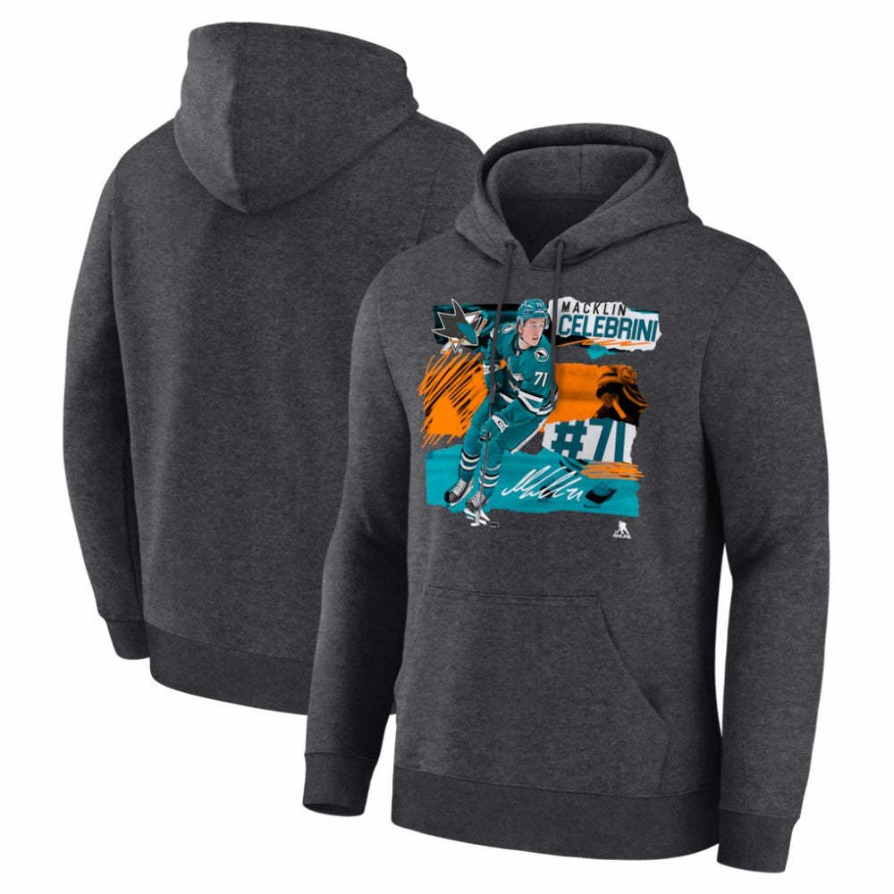 Macklin Celebrini San Jose Sharks Fresh Ice Hoodie - Charcoal - NHL 203847718